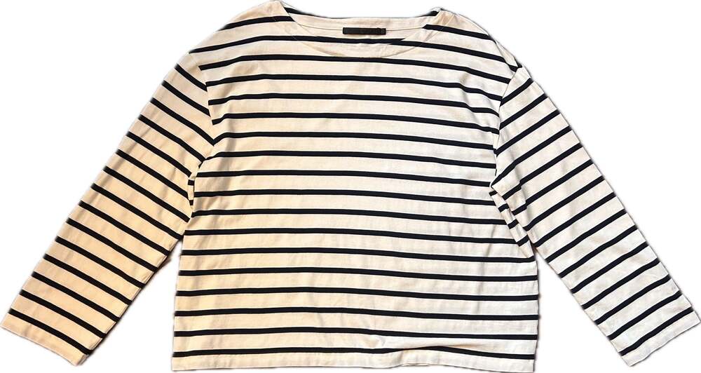 Jenni Kayne Claude Striped Long Sleeve Cotton Tee XXL NWOT quiet luxury minimal - Picture 2 of 10